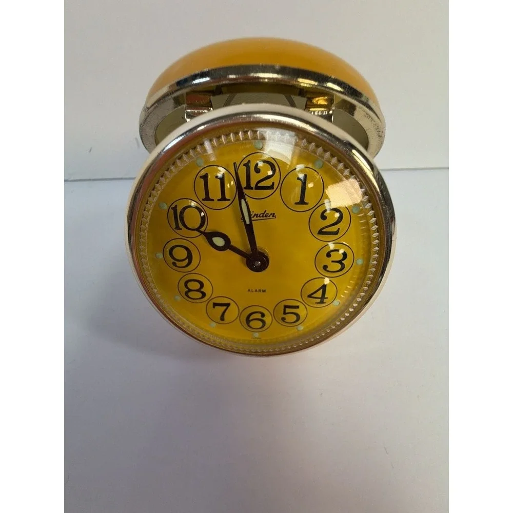 Vintage Linden Yellow Travel Alarm Clock Japan